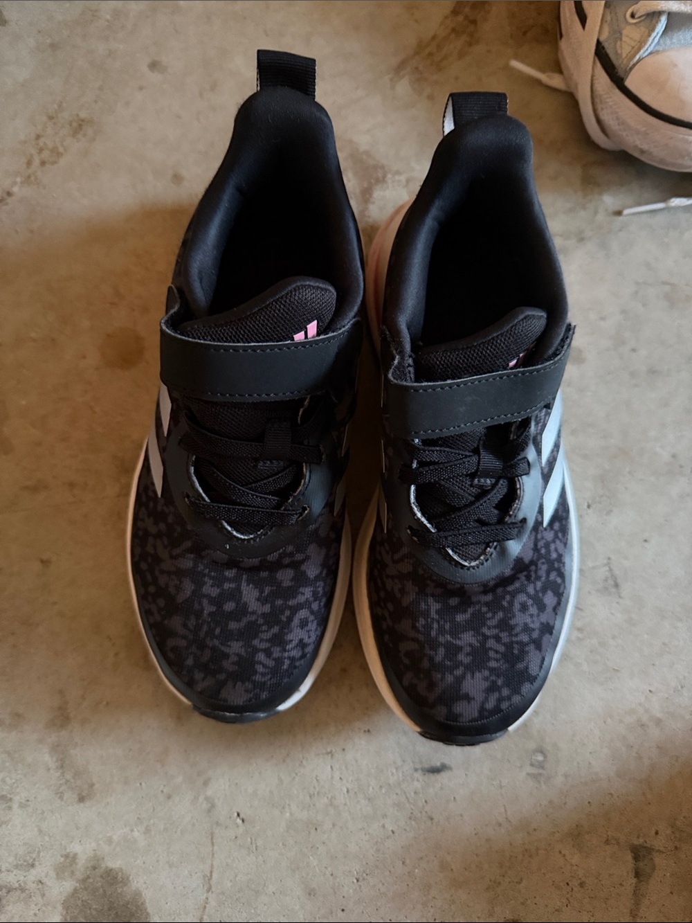 adidas Kids Black Sneakers with Pink Accent